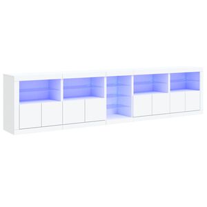 vidaXL Skjenk med LED-lys hvit 283x37x67 cm