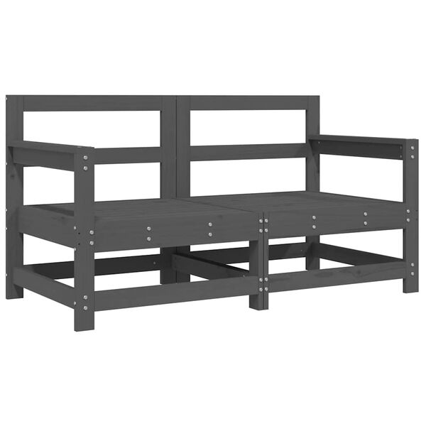 vidaXL Hagestoler med puter 2 stk grå heltre furu