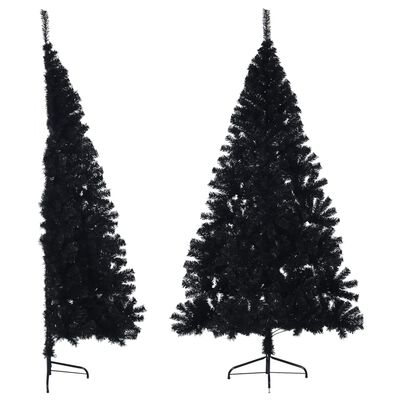 vidaXL Kunstig juletre halvt med stativ svart 180 cm PVC