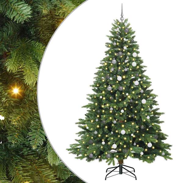 vidaXL Kunstig juletre med 300 LED med stativ gr&oslash;nn 240 cm PE og PVC