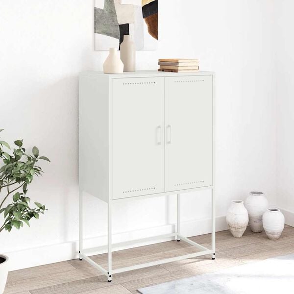 vidaXL Highboard hvit 68,5x38,5x107 cm st&aring;l