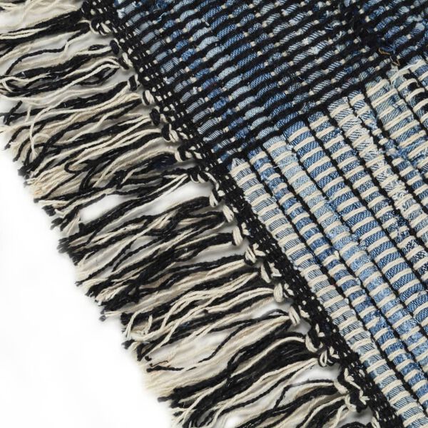 vidaXL H&aring;ndvevet Chindi teppe denim 80x160 cm bl&aring;