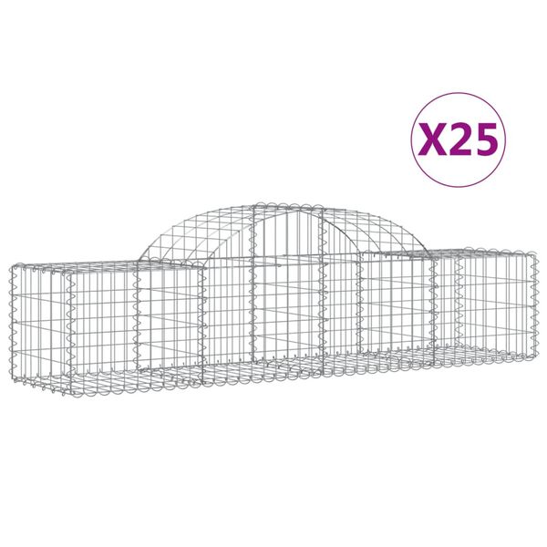 vidaXL Gabionkurver buede 25 stk 200x50x40/60 cm galvanisert jern