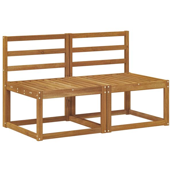 vidaXL 2 Stk Ute Midt Sofa Solid akasietre Naturlig 118 x 63 x 73 cm