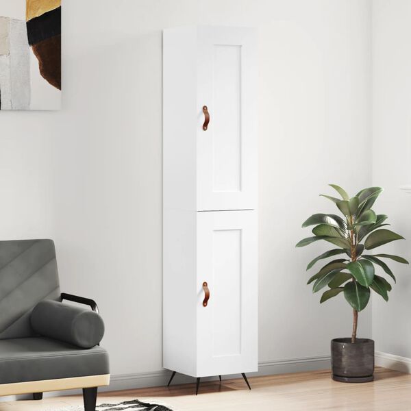 vidaXL Highboard h&oslash;yglans hvit 34,5x34x180 cm konstruert tre
