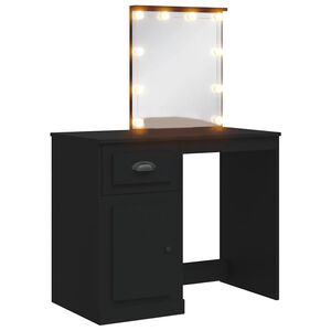 vidaXL Sminkebord med LED-lys svart 90x42x132,5 cm