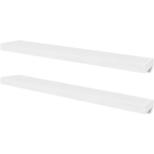 vidaXL Flytende vegghyller 2 stk MDF bok/DVD-oppbevaring hvit