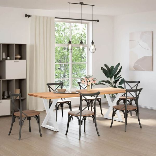 vidaXL Spisebordben 2 stk hvite 80x(72-73,3) cm st&aring;l