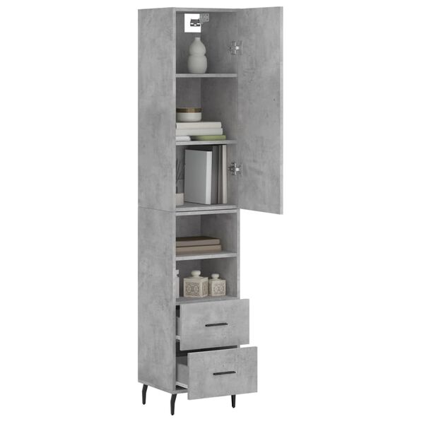 vidaXL Highboard betonggr&aring; 34,5x34x180 cm konstruert tre