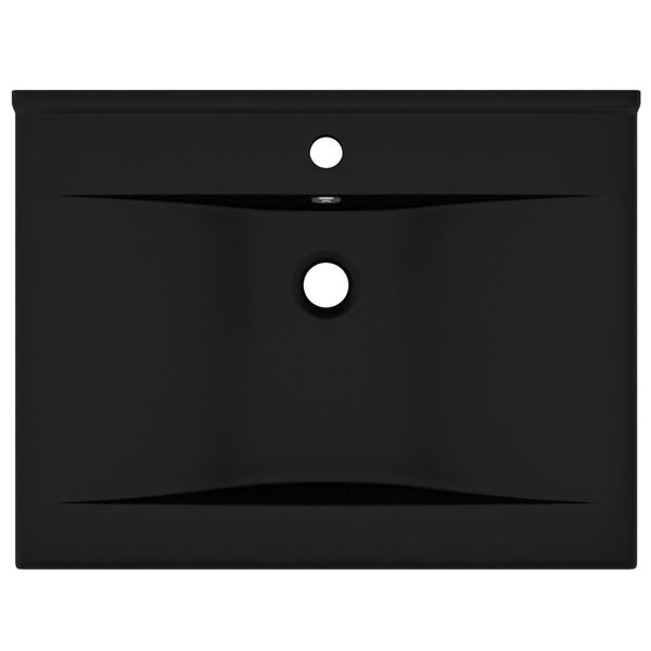 vidaXL Luksuriøs servant med kranhull matt svart 60x46 cm keramisk