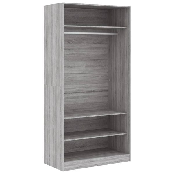vidaXL Garderobe grå sonoma 100x50x200 cm konstruert tre