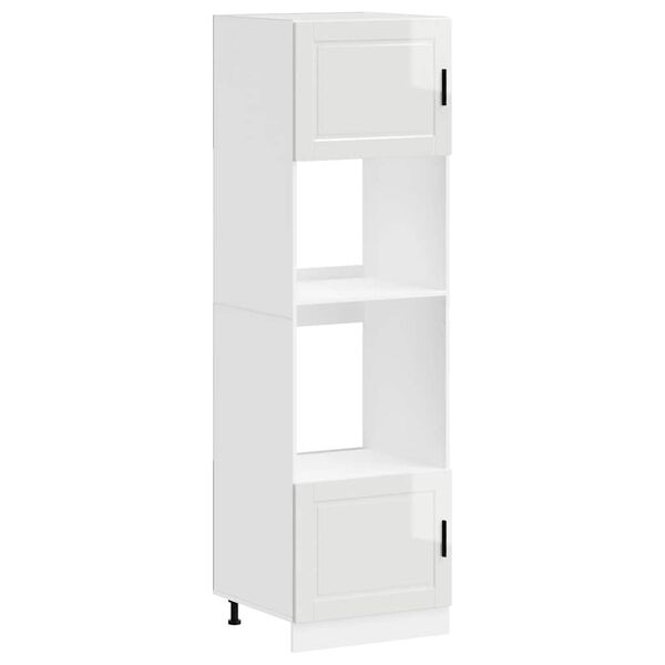 vidaXL Ovnskap 2 stk Porto h&oslash;yglans hvit konstruert tre