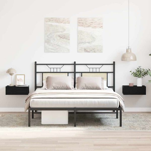 vidaXL Flytende nattbord 2 stk svart eik 40x32x15 cm konstruert tre