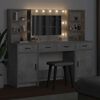 vidaXL Dressingbordsett med LED med d&oslash;r 3 pcs Betonggr&aring; Konstruert tre