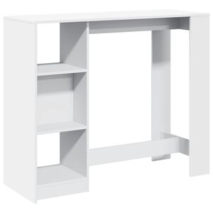 vidaXL Barbord med hylle hvit 124x46x103,5 cm sponplate