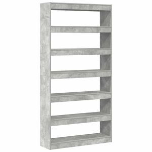 vidaXL Bokskap 6 niv&aring;er 100 x 30 x 198 cm Konstruert tre Betonggr&aring;