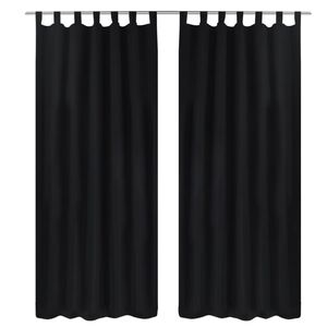 vidaXL Mikrosateng Gardiner Svarte med l&oslash;kker 140 x 175 cm 2 stk