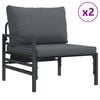 vidaXL Hagesofa Set med pute 6 pcs Svart St&aring;l