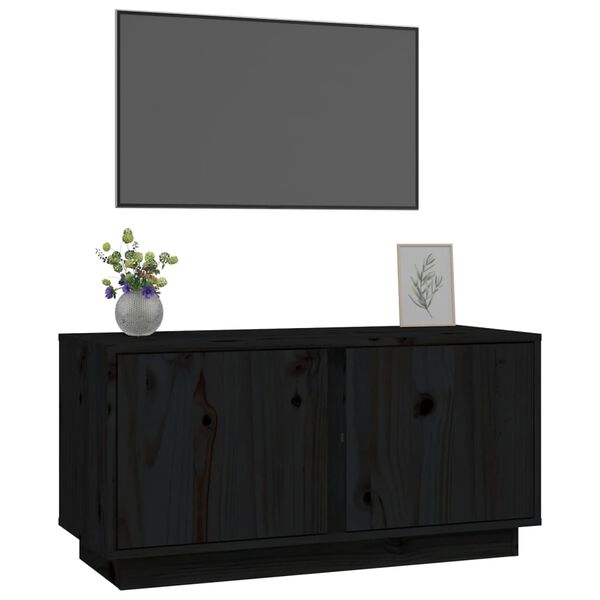 vidaXL TV-benk svart 80x35x40,5 cm heltre furu