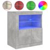 vidaXL Skjenk med LED-lys betonggr&aring; 60,5x37x67 cm