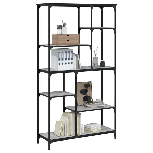 vidaXL Bokhylle gr&aring; sonoma 99x35,5x176 cm konstruert tre og jern