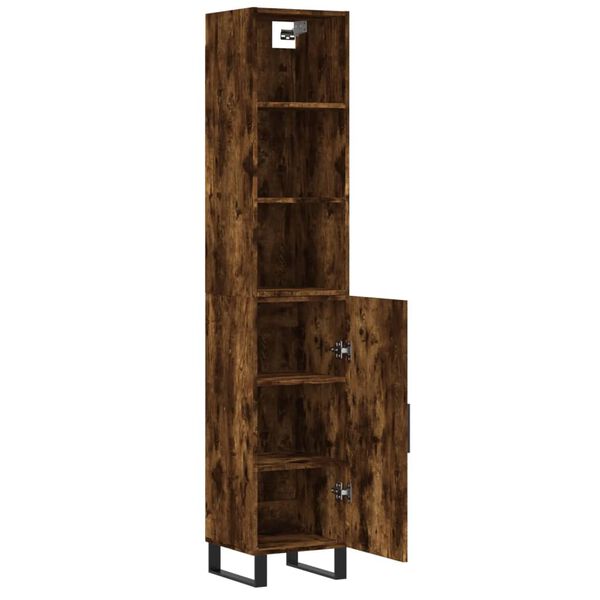 vidaXL Highboard r&oslash;kt eik 34,5x34x180 cm konstruert tre