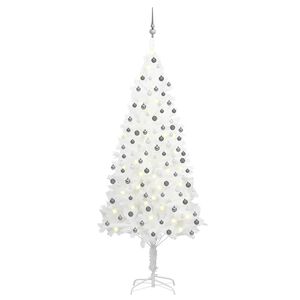 vidaXL Forh&aring;ndsbelyst kunstig juletre med kulesett hvit 210 cm