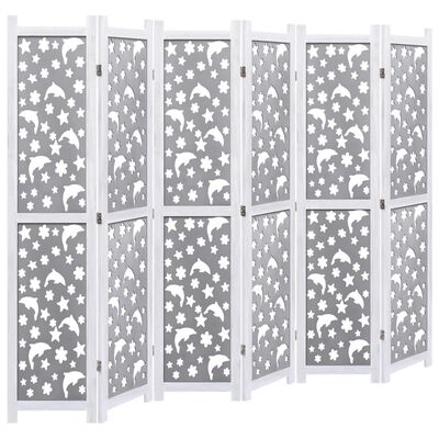 vidaXL Romdeler 6 paneler grå 210x165 cm heltre