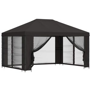 vidaXL Hagepaviljong med sidevegger 4 &times; 3 m Antrasitt