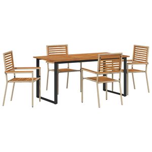 vidaXL Hage Spisegruppe 5 pcs Beige Solid akasietre