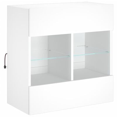 vidaXL Vegghengt TV-benk med LED hvit 58,5x30x60,5 cm