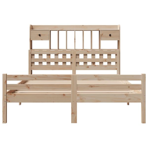 vidaXL Seng med bokhylle uten madrass 150x200 cm heltre furu