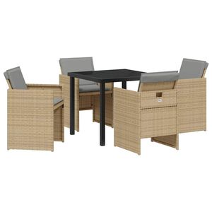 vidaXL Hage Spisegruppe 5 stk. Beige polyrotting