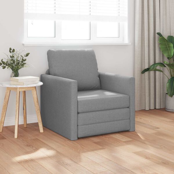 vidaXL Sammenleggbar Sofa seng Lysegr&aring; 74 x 77 x 81 cm stoff
