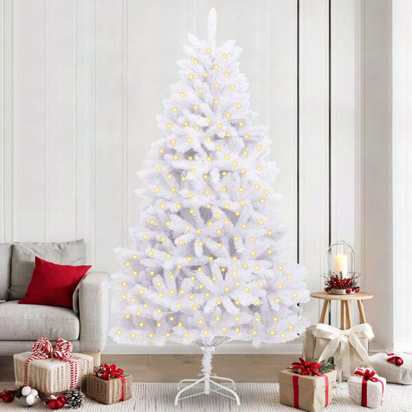 vidaXL Kunstig juletre med 300 LED Hvit 240 cm PVC og metall