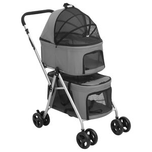 vidaXL Hundevogn 2-lags sammenleggbar gr&aring; 83x48x97 cm oxford-stoff