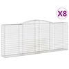 vidaXL Gabionkurver buede 8 stk 400x50x160/180 cm galvanisert jern