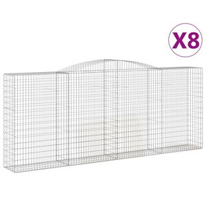vidaXL Gabionkurver buede 8 stk 400x50x160/180 cm galvanisert jern