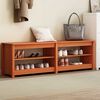 vidaXL Skobenk med hylle med lagring Vokset Brun 160 x 36,5 x 50 cm