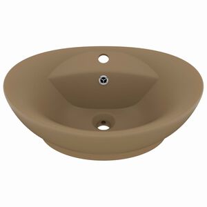 vidaXL Luksuri&oslash;s servant med overl&oslash;p oval matt krem 58,5x39cm keramisk