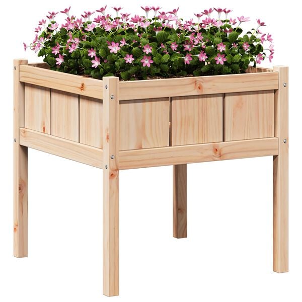 vidaXL Hageblomsterpotte Natur 70 x 70 x 70 cm Massiv furu