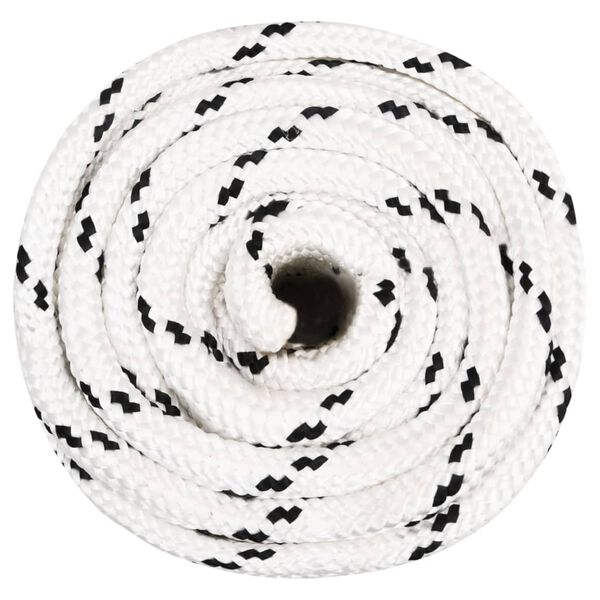 vidaXL Flettet b&aring;ttau hvit 18 mm x 25 m polyester