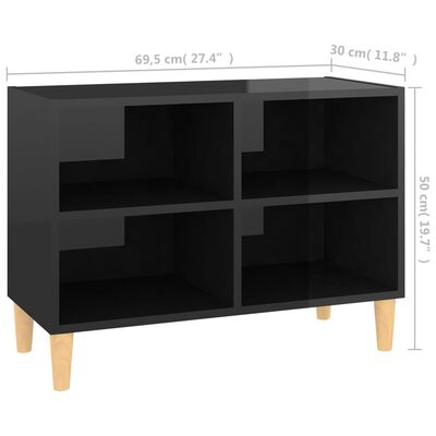 vidaXL TV-benk med ben i heltre høyglans svart 69,5x30x50 cm