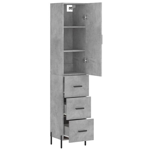 vidaXL Highboard betonggr&aring; 34,5x34x180 cm konstruert tre