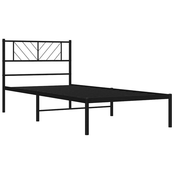 vidaXL Sengeramme i metall med hodegavl svart 107x203 cm