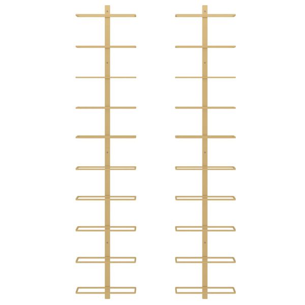 vidaXL Veggmontert vinstativ for 10 flasker 2 stk gull metall