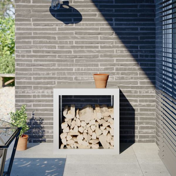 vidaXL Vedstativ hvit 60x40x60 cm st&aring;l