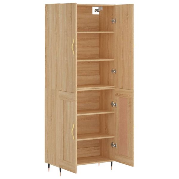 vidaXL Highboard sonoma eik 69,5x34x180 cm konstruert tre