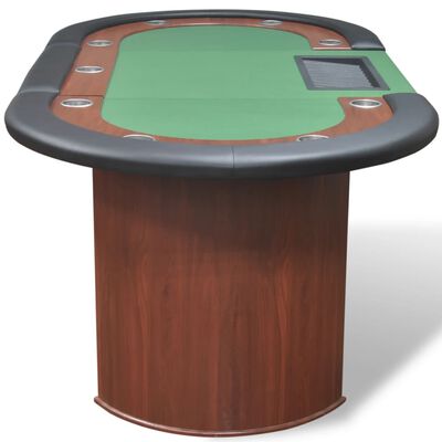 vidaXL 10-spiller pokerbord med dealer-område og chip-skuff grønn