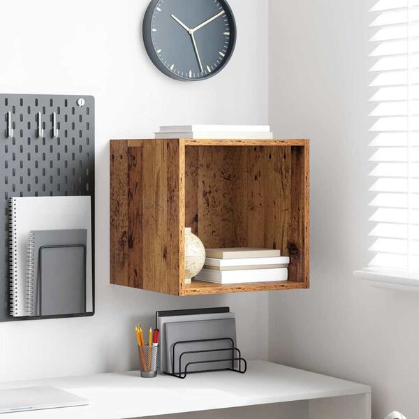 vidaXL Veggskap med hylle Gammelt tre 37 x 37 x 37 cm Konstruert tre